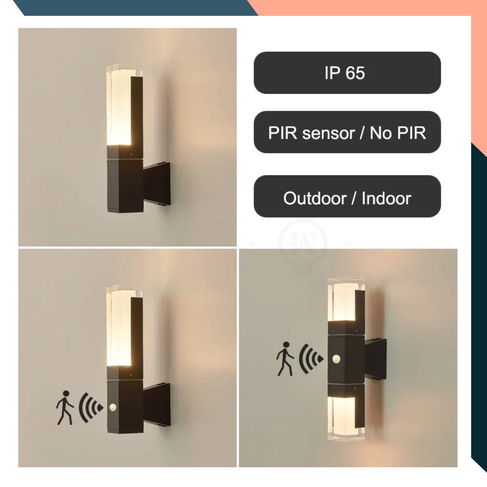 Outdoor Wall Light with PIR Sensor IP65 LED Porch Garden Lamp 7W 14W