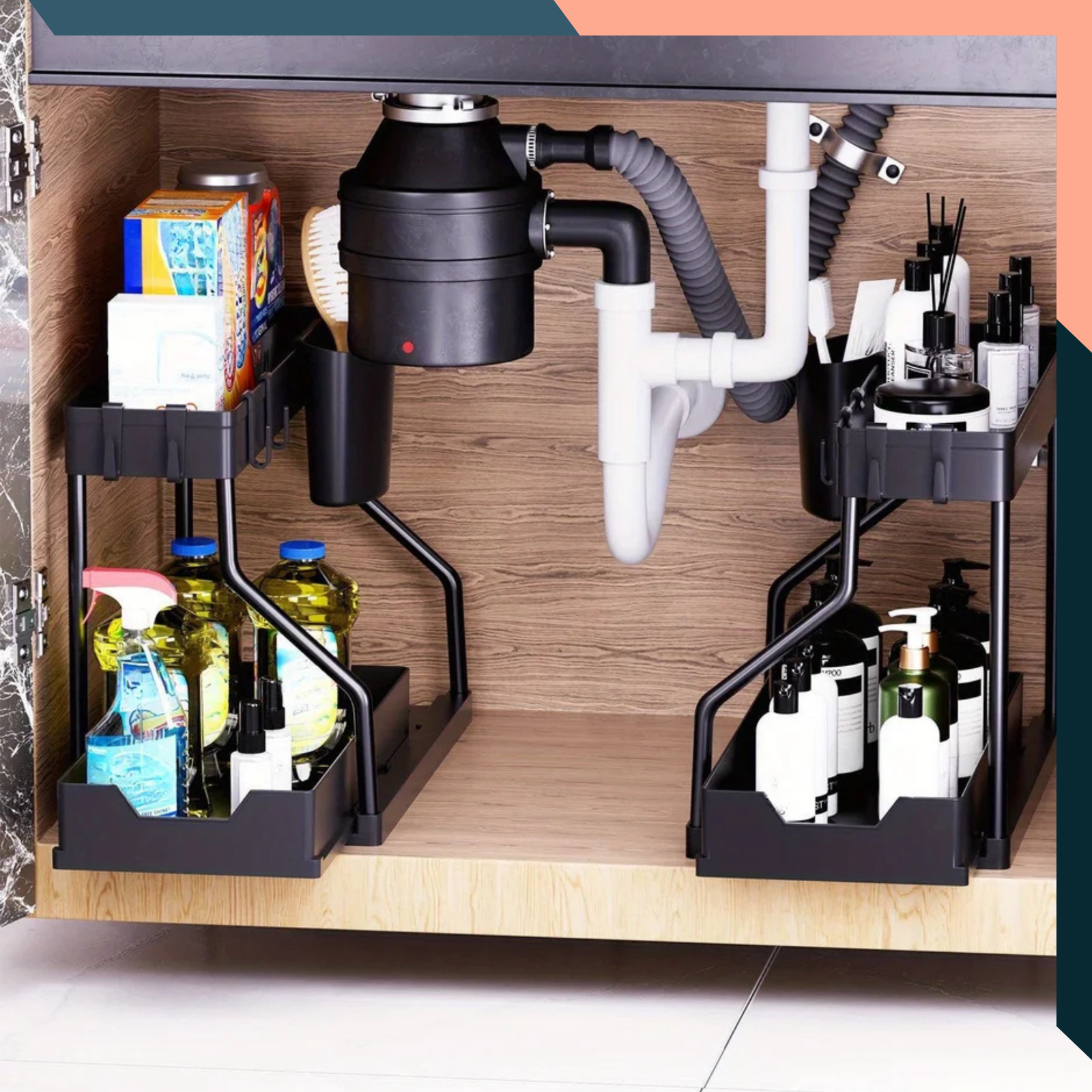 Pull Out Kitchen Storage Rack Under Sink Organiser Multi Layer Shelf