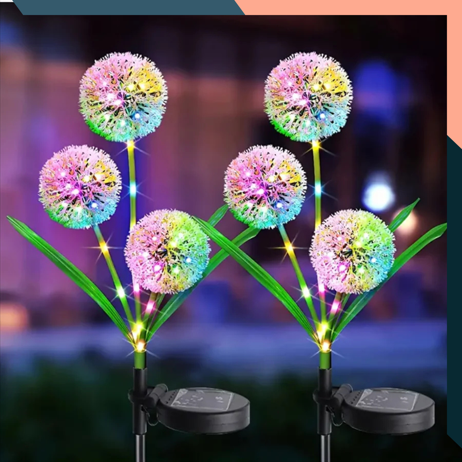 Solar Dandelion Garden Lights 1/3 Head LED Firework Lights Outdoor