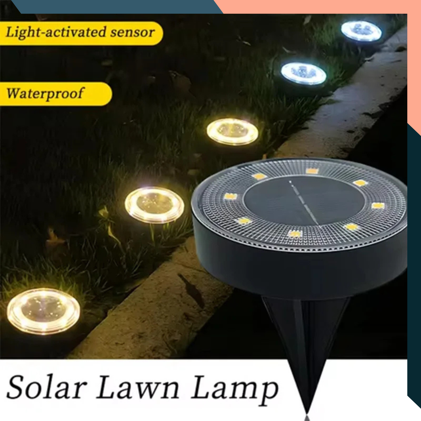 Solar Ground Lights IP68 Waterproof 8 LED Deck Driveway Path Light