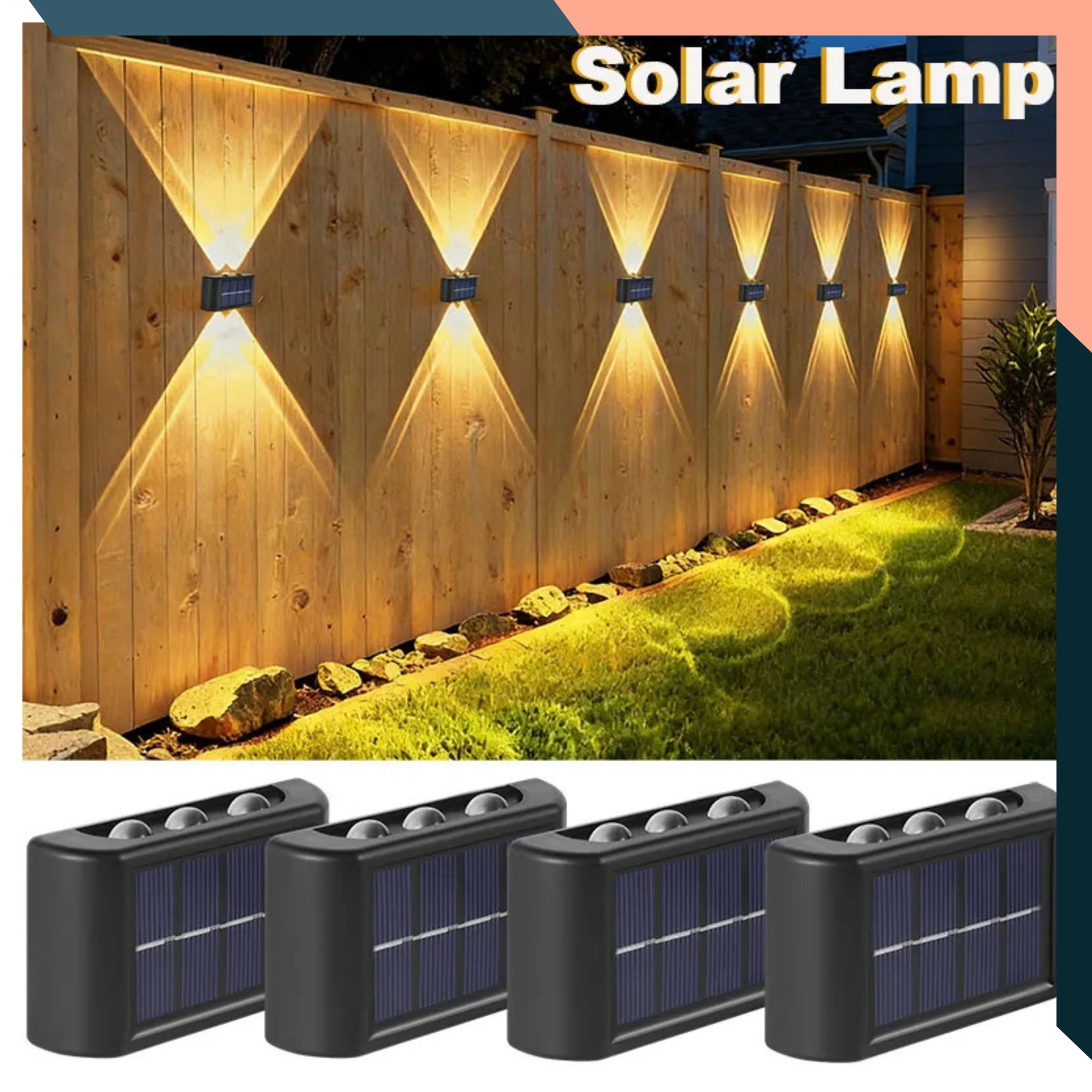 Solar LED Wall Light IP65 Dusk to Dawn Garden Fence Lamp Outdoor