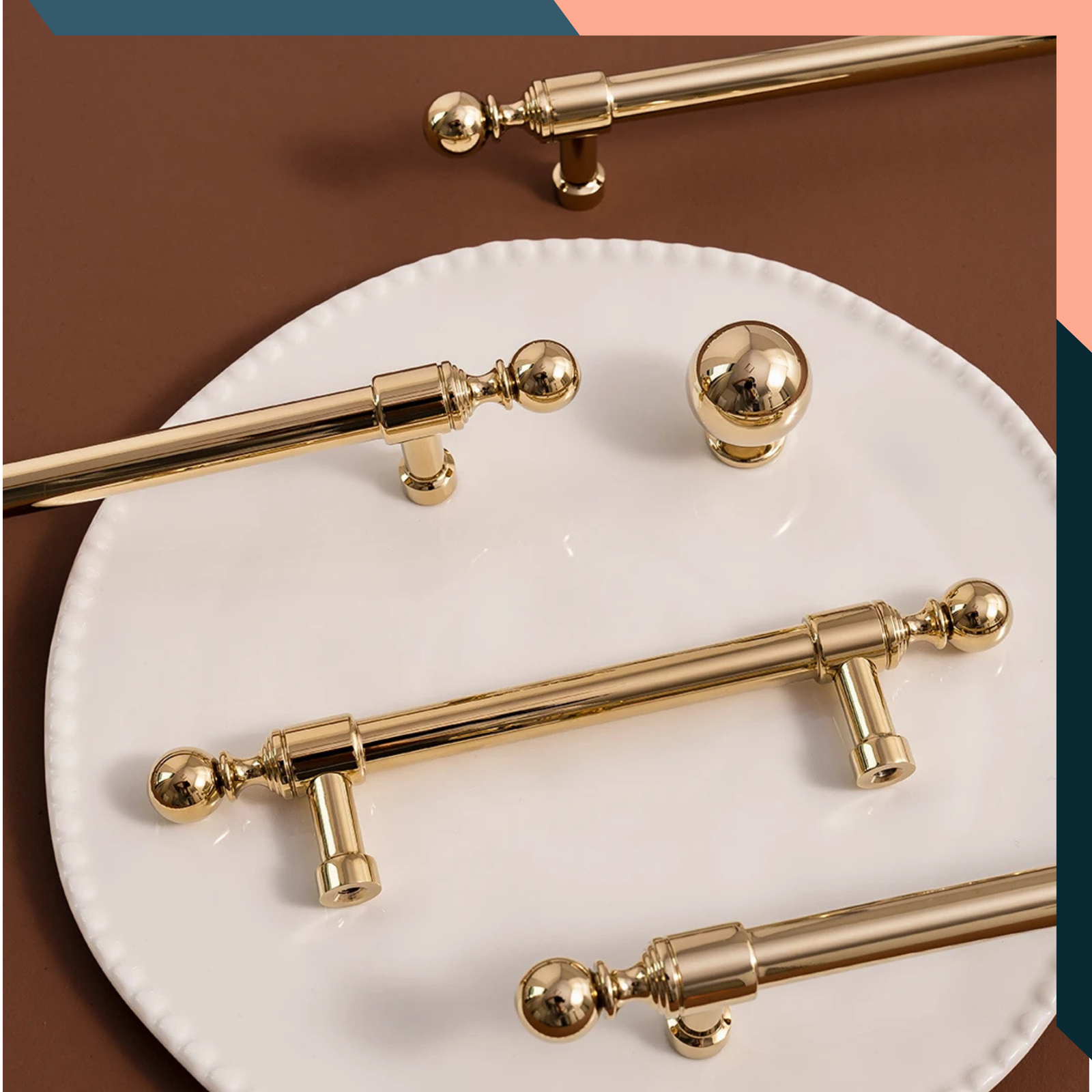 Solid Brass Cabinet Handles PVD Gold Drawer Pull Wardrobe Knobs 96-320mm