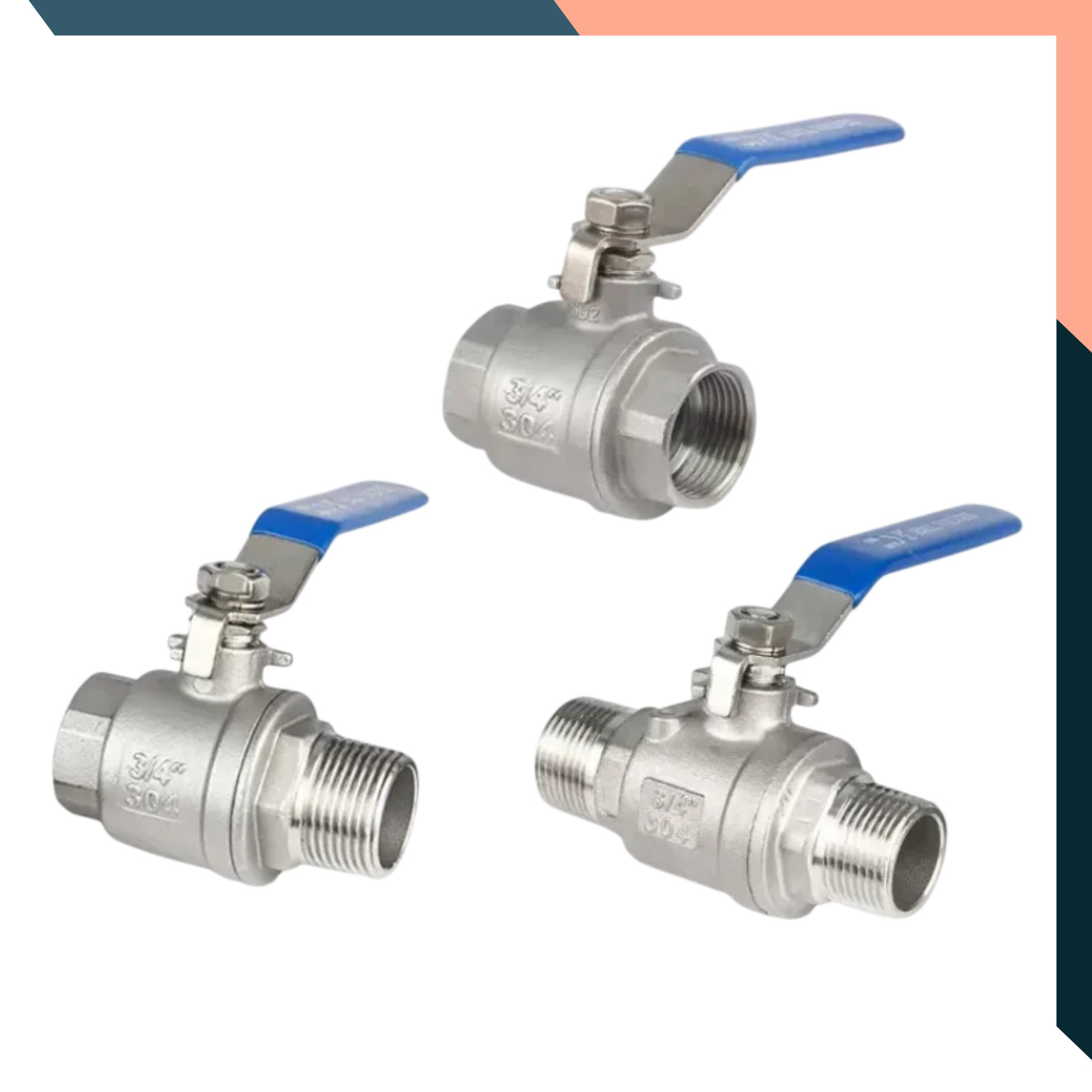 Stainless Steel Ball Valve BSP Female Full Port Water Gas Oil 1/8–1"