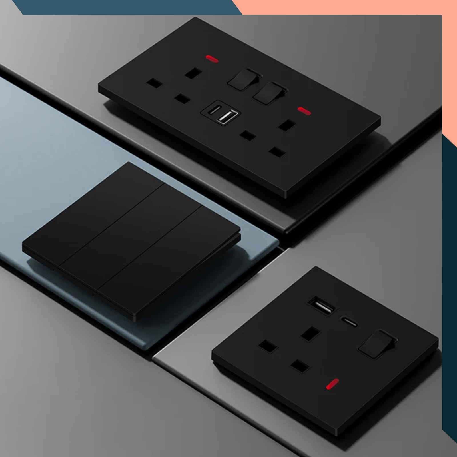 USB C Wall Socket 20W Fast Charge 13A UK Plug Dual USB Switch Panel