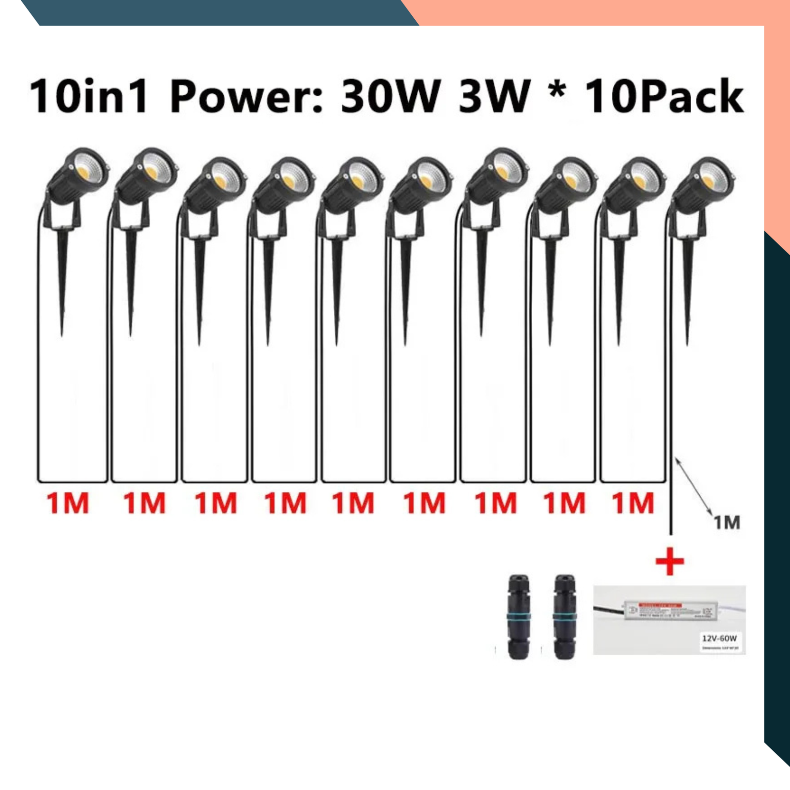 LED Garden Spot Lights 12V IP65 Outdoor Landscape Lights with Transformer