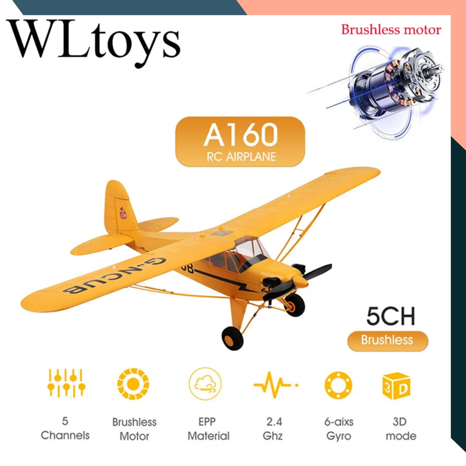 RC Plane J3 Cub Brushless 3D 6G 2.4GHz Ready to Fly Airplane