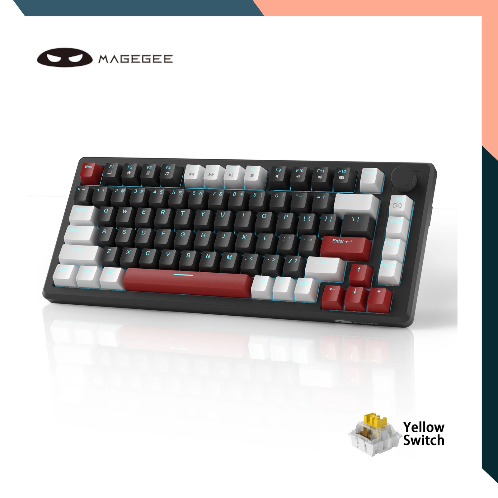 75% Mechanical Gaming Keyboard Wired Blue Backlit Knob Yellow Switch PC 75% Mechanical Gaming Keyboard Wired Blue Backlit Knob Yellow Switch PC