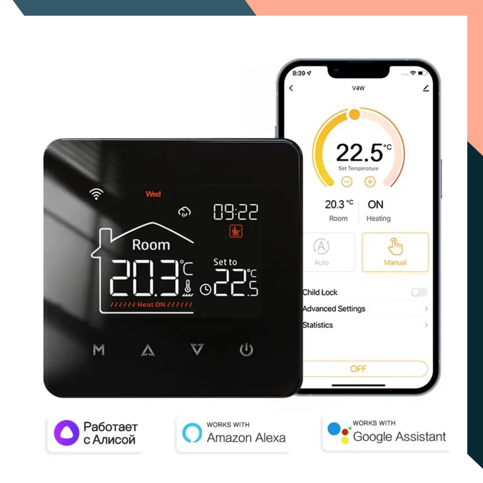 WiFi Smart Heating Thermostat Floor Water Boiler Alexa Google App Control