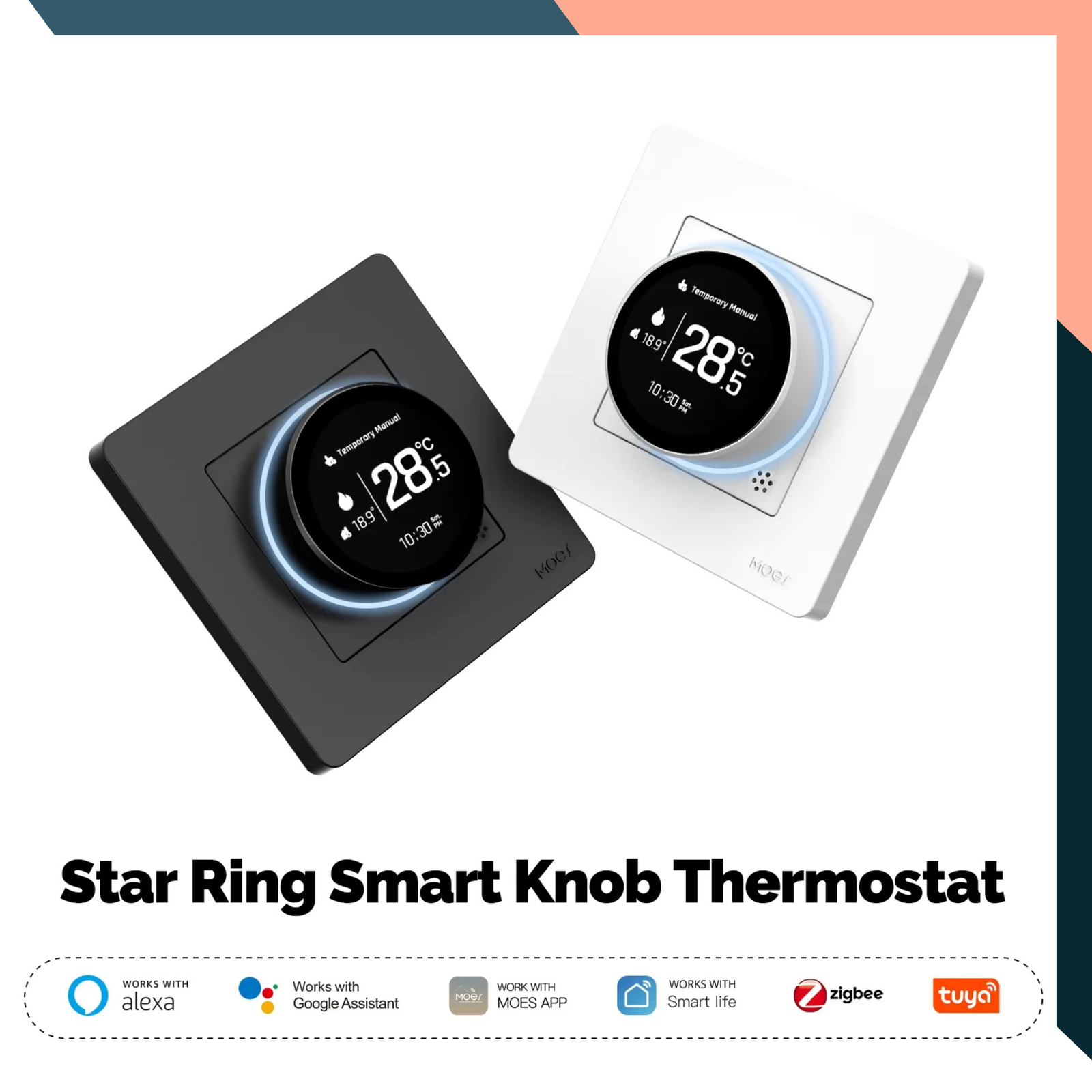 ZigBee Smart Knob Thermostat Boiler Floor Heating Alexa Google Tuya App