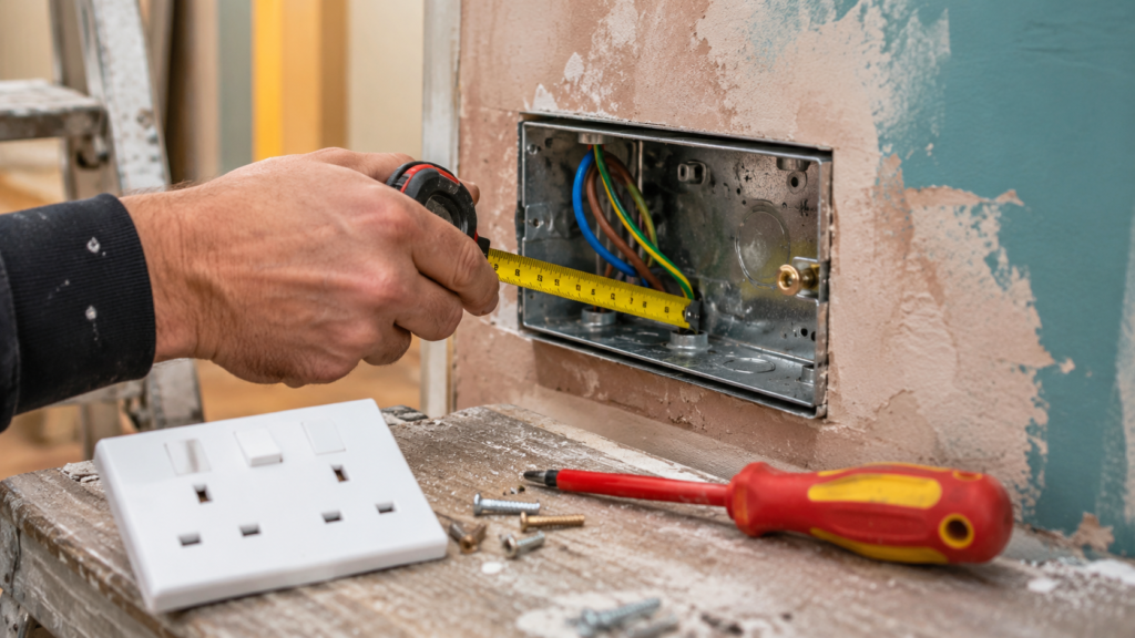 Measuring for socket installation in renovation