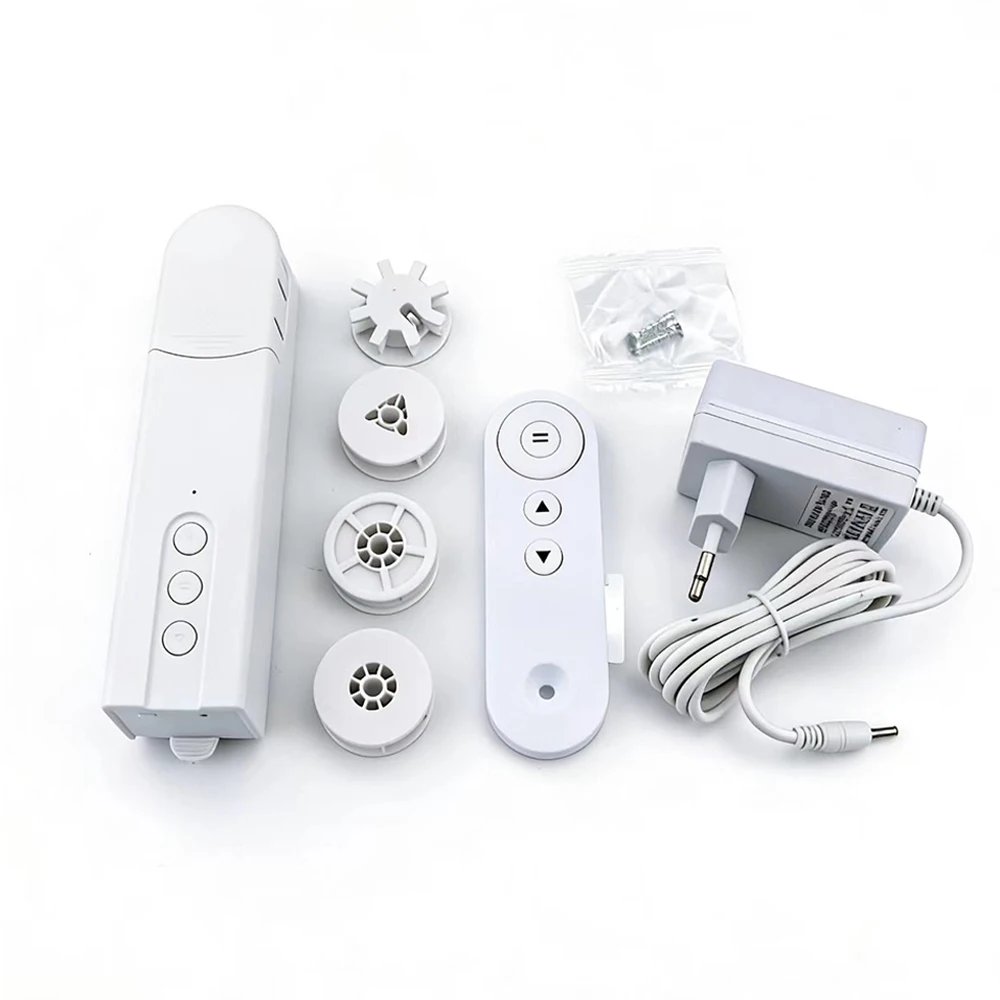 32653-xhlocv.jpg Smart blind motor kit with remote, four pulley adaptors, power adaptor and fixing screws