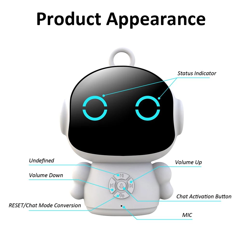 AI learning robot product set with charging cable and manual
