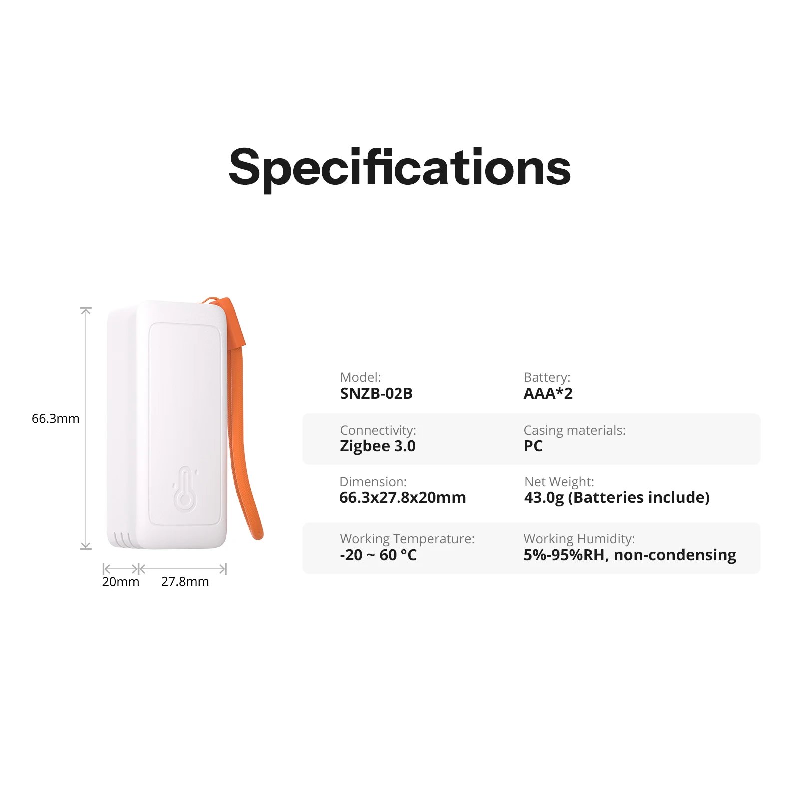 AirGuard TH Lite SNZB-02B dimensions and specifications AirGuard TH Lite SNZB-02B dimensions and specifications