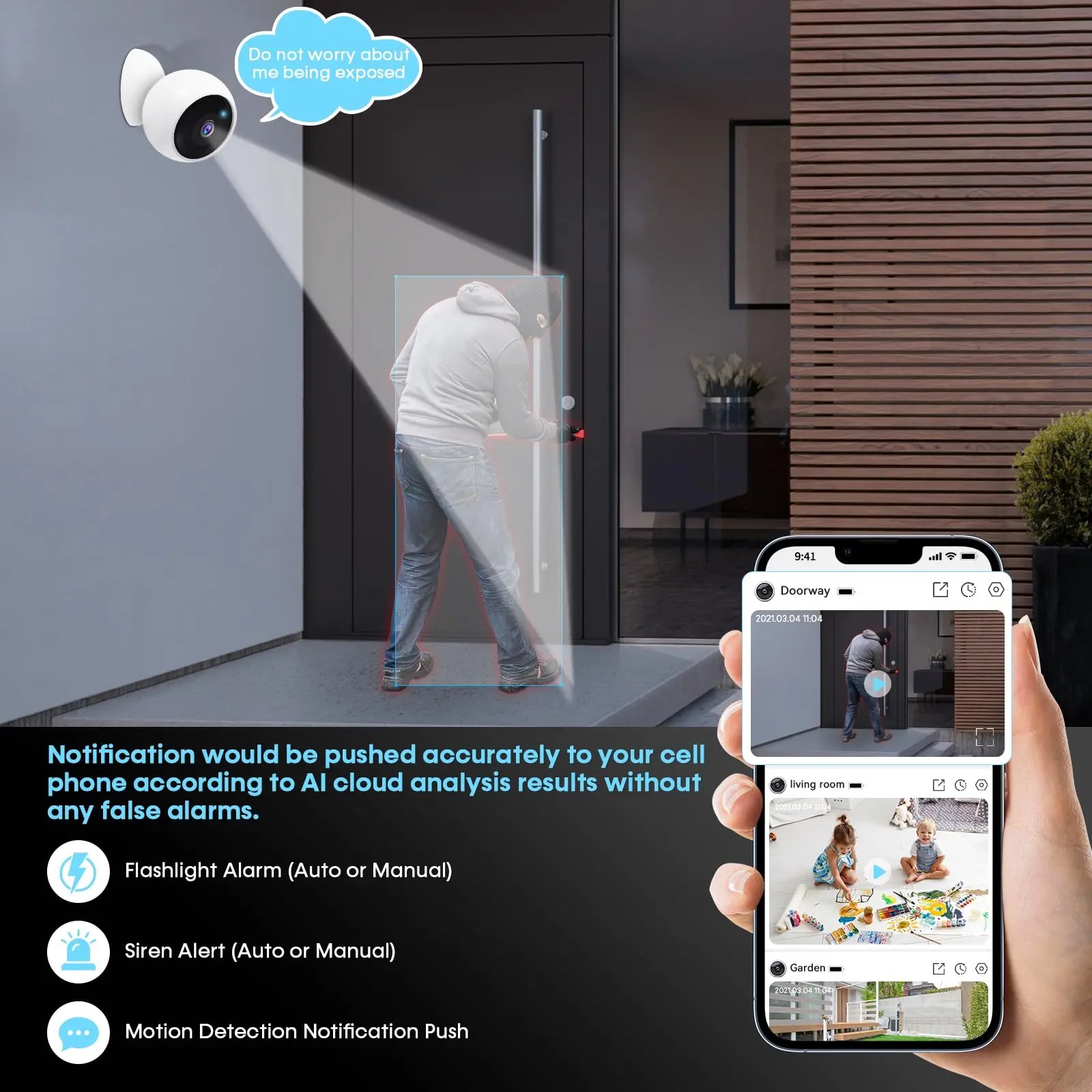 AI motion detection alert from security camera to phone AI motion detection alert from security camera to phone