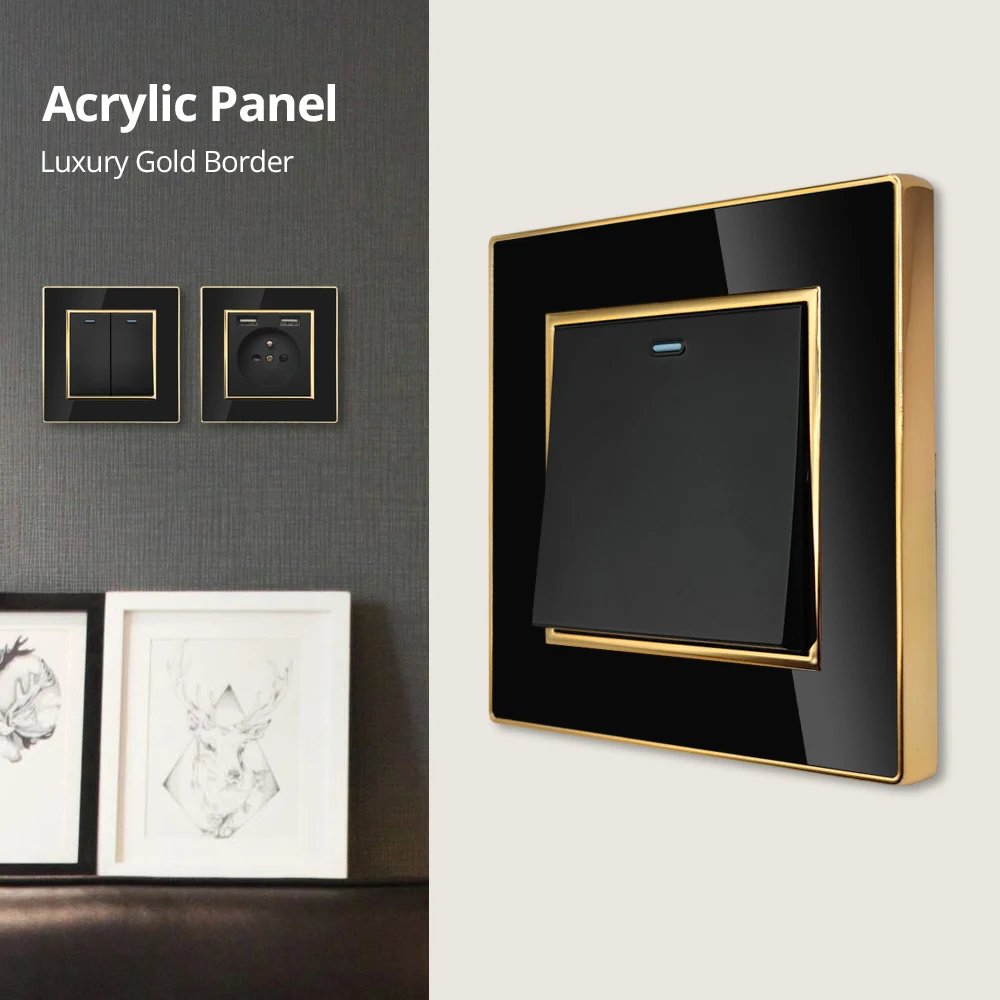 Black and gold multi-gang wall switch options