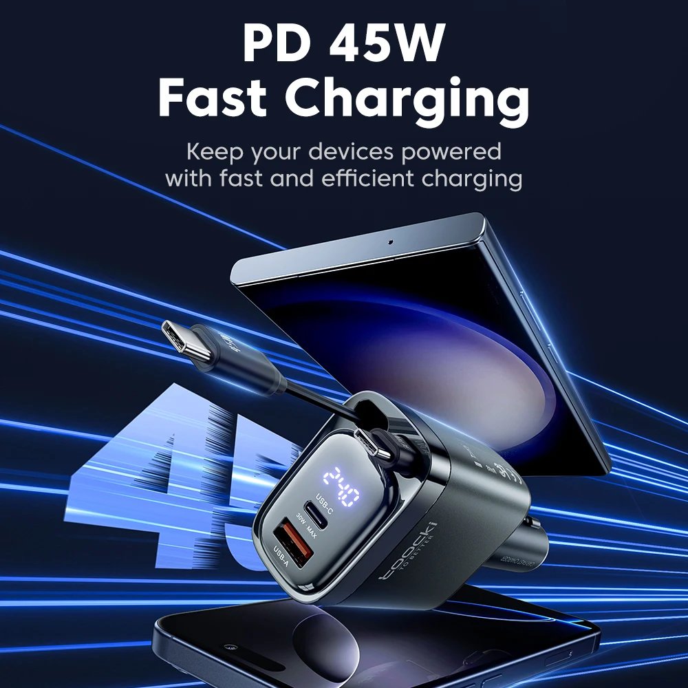 Four-device car charger with USB-C and USB-A outputs