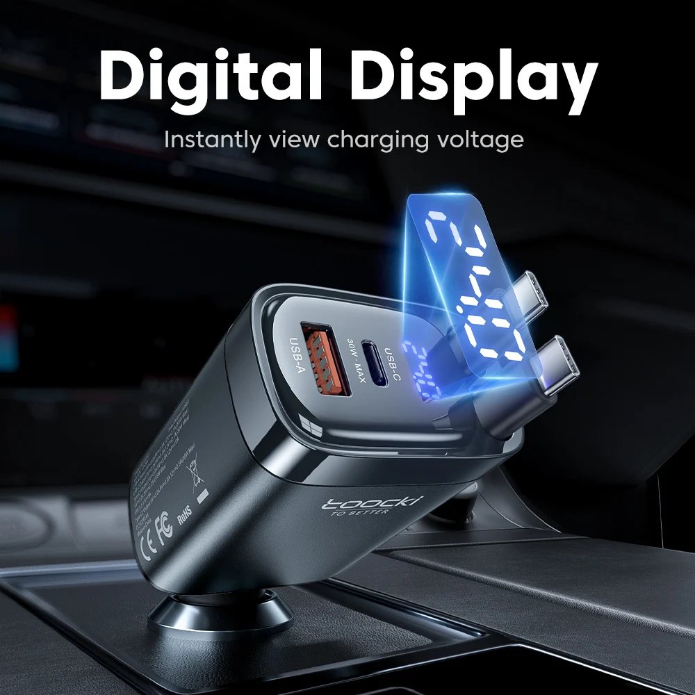 Digital voltage display on the car charger