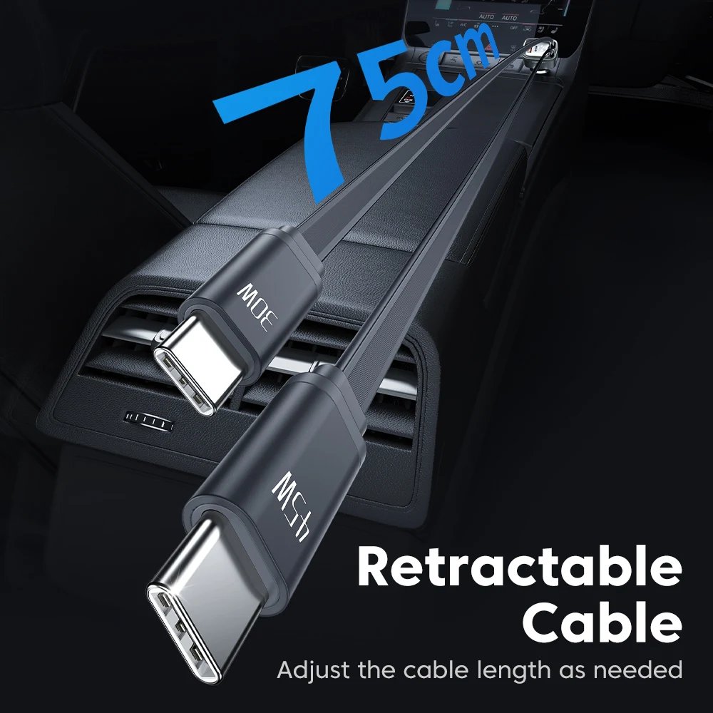Retractable charging cables extended for vehicle passengers