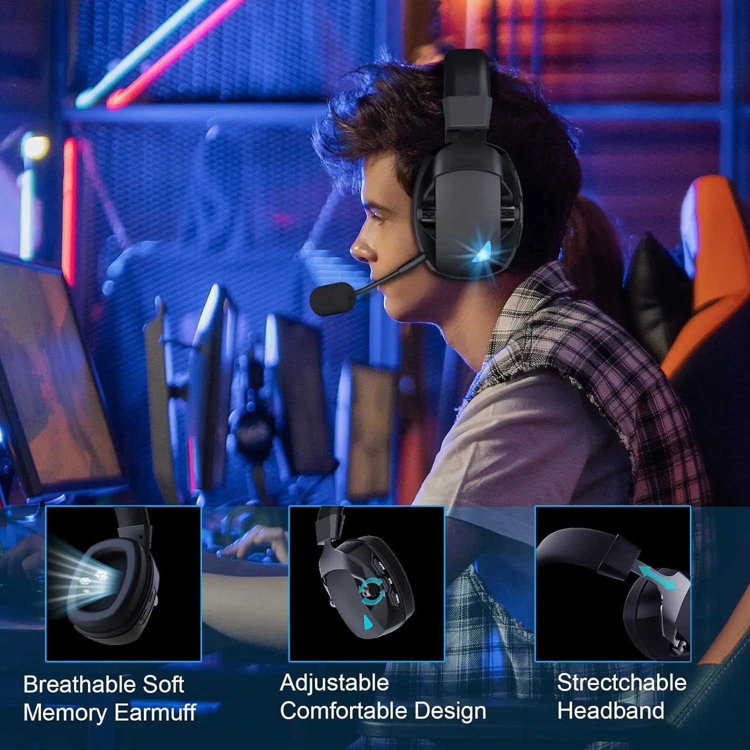 Black and white gaming headset option