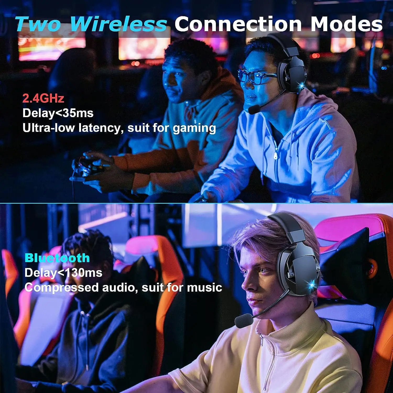 Black wireless gaming headset option