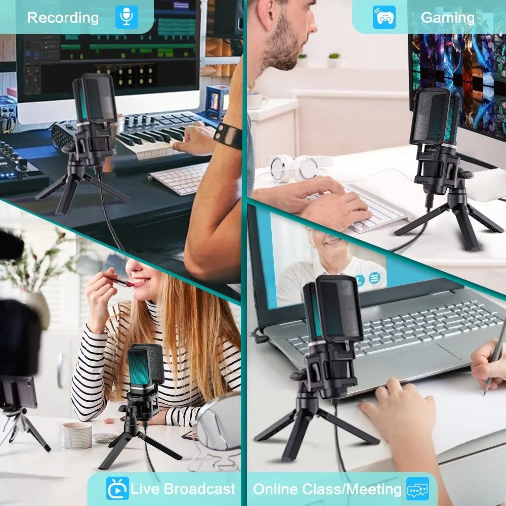 RGB USB microphone kit with included accessories