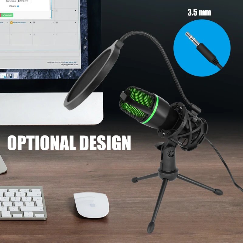 Wired USB microphone in a desktop setup
