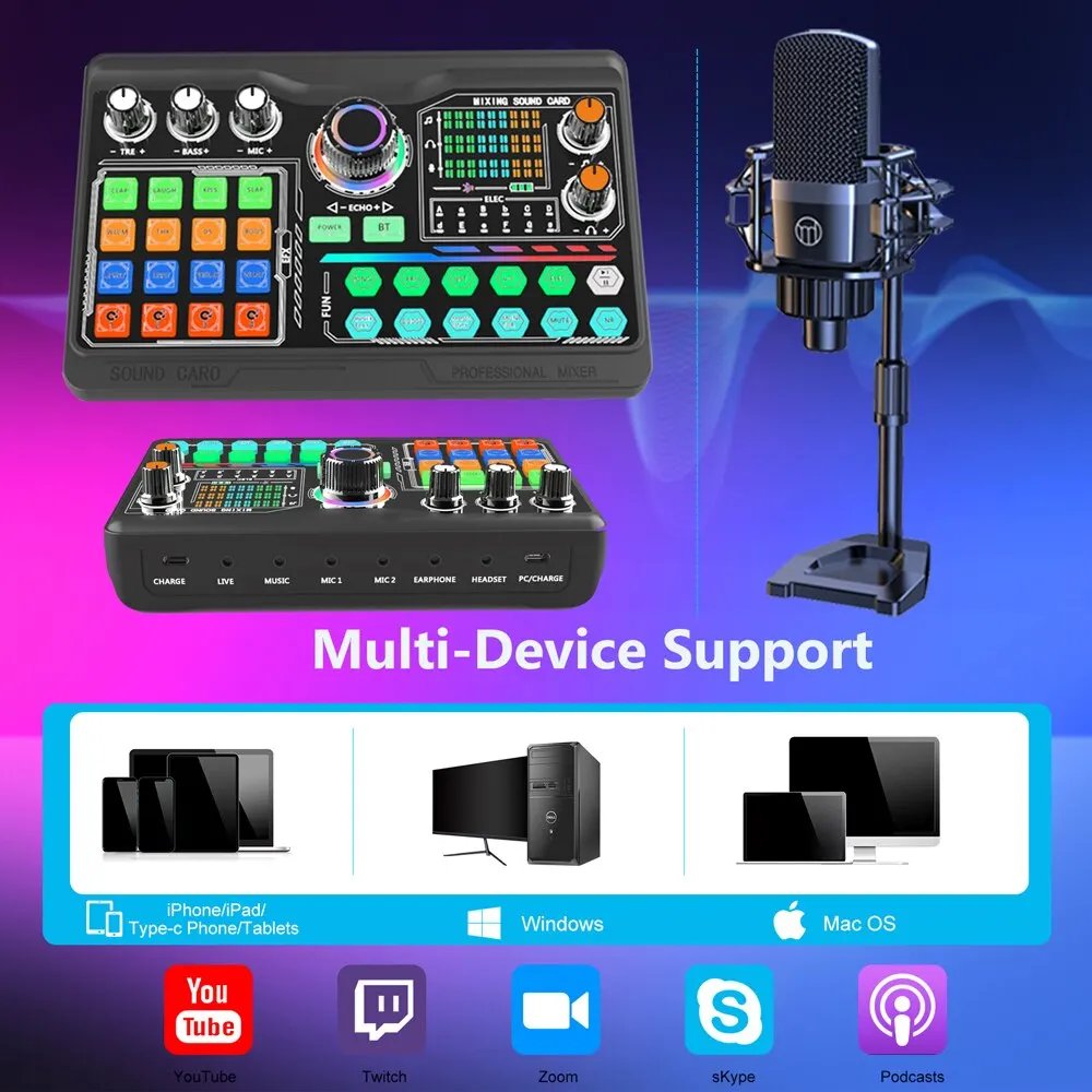 Podcast microphone kit with supplied accessories