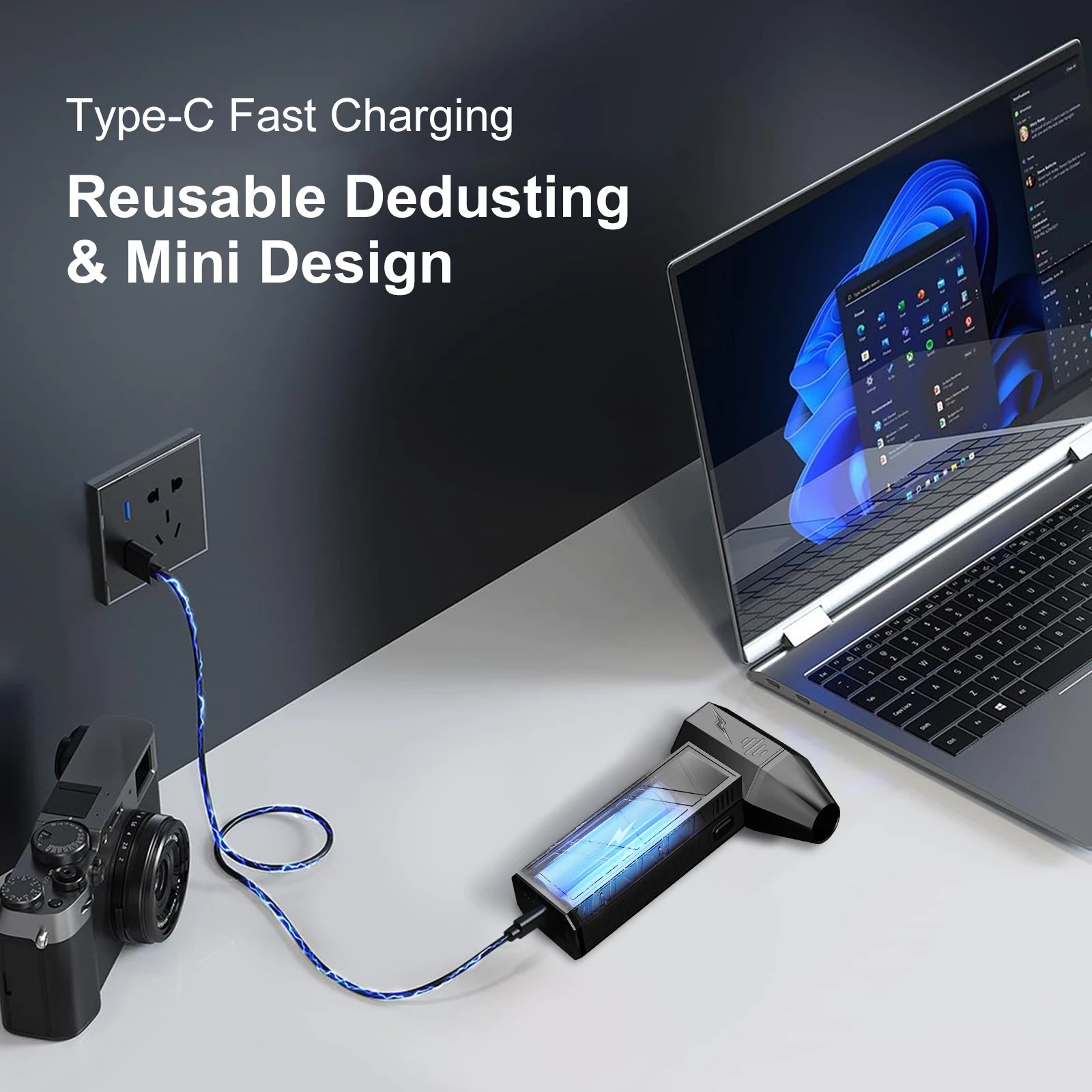 Handheld turbo air duster with charging cable