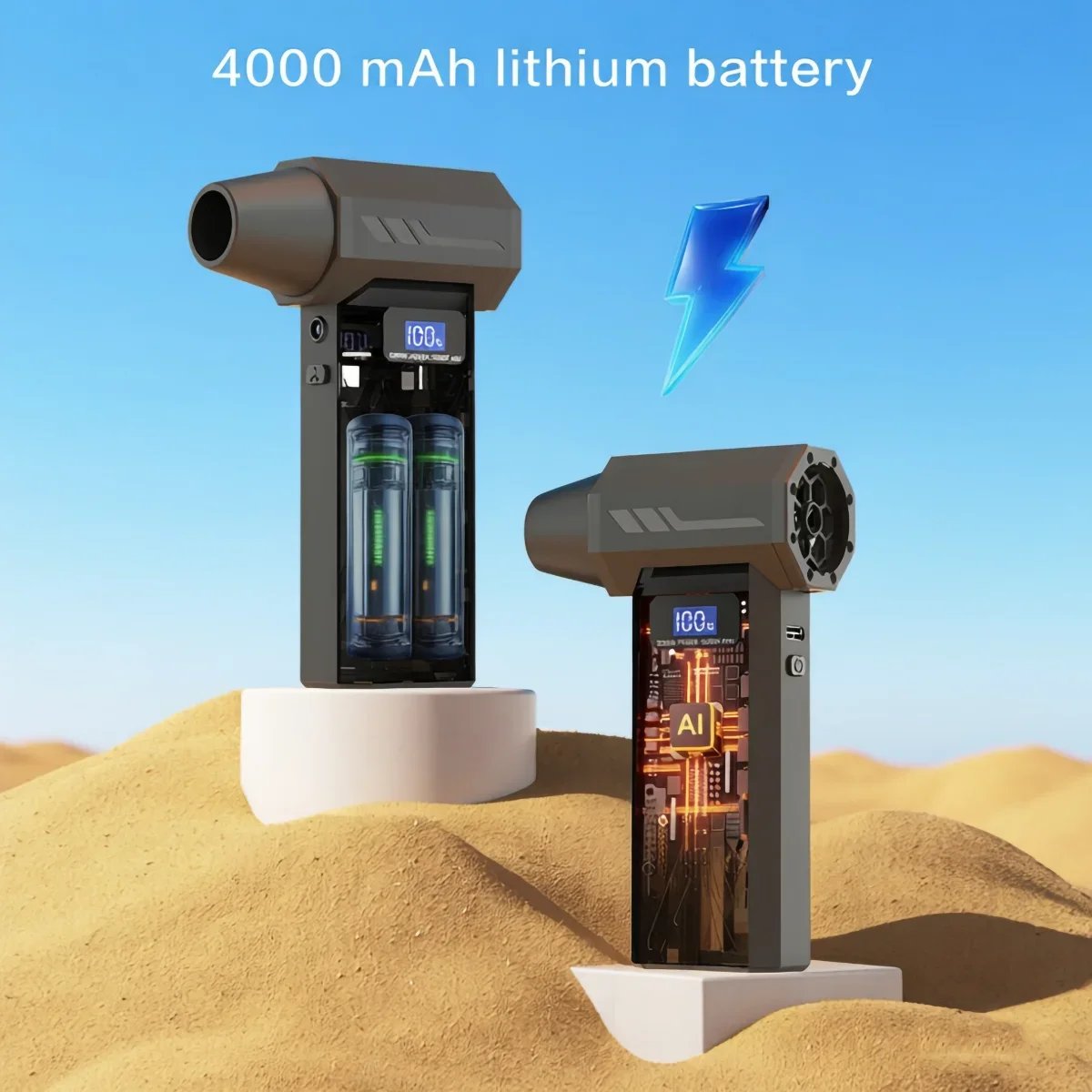 Battery display on cordless cleaning blower