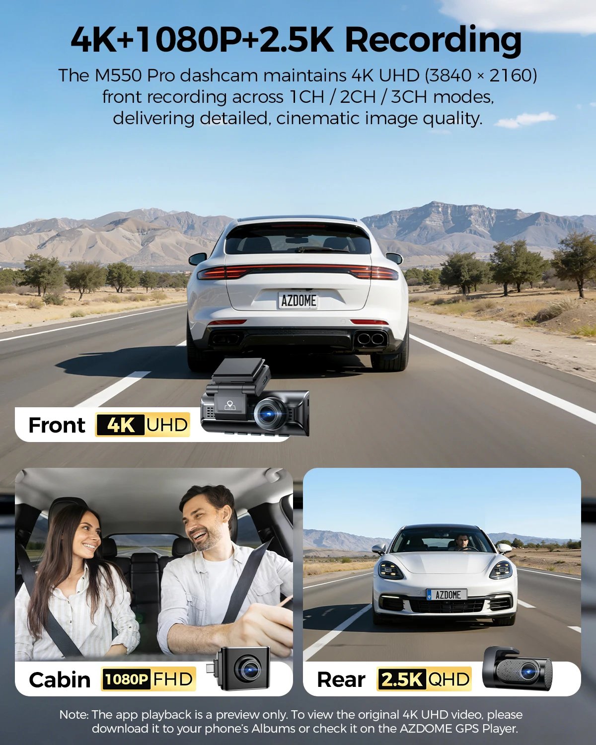 4K three-channel dash cam gallery image 1