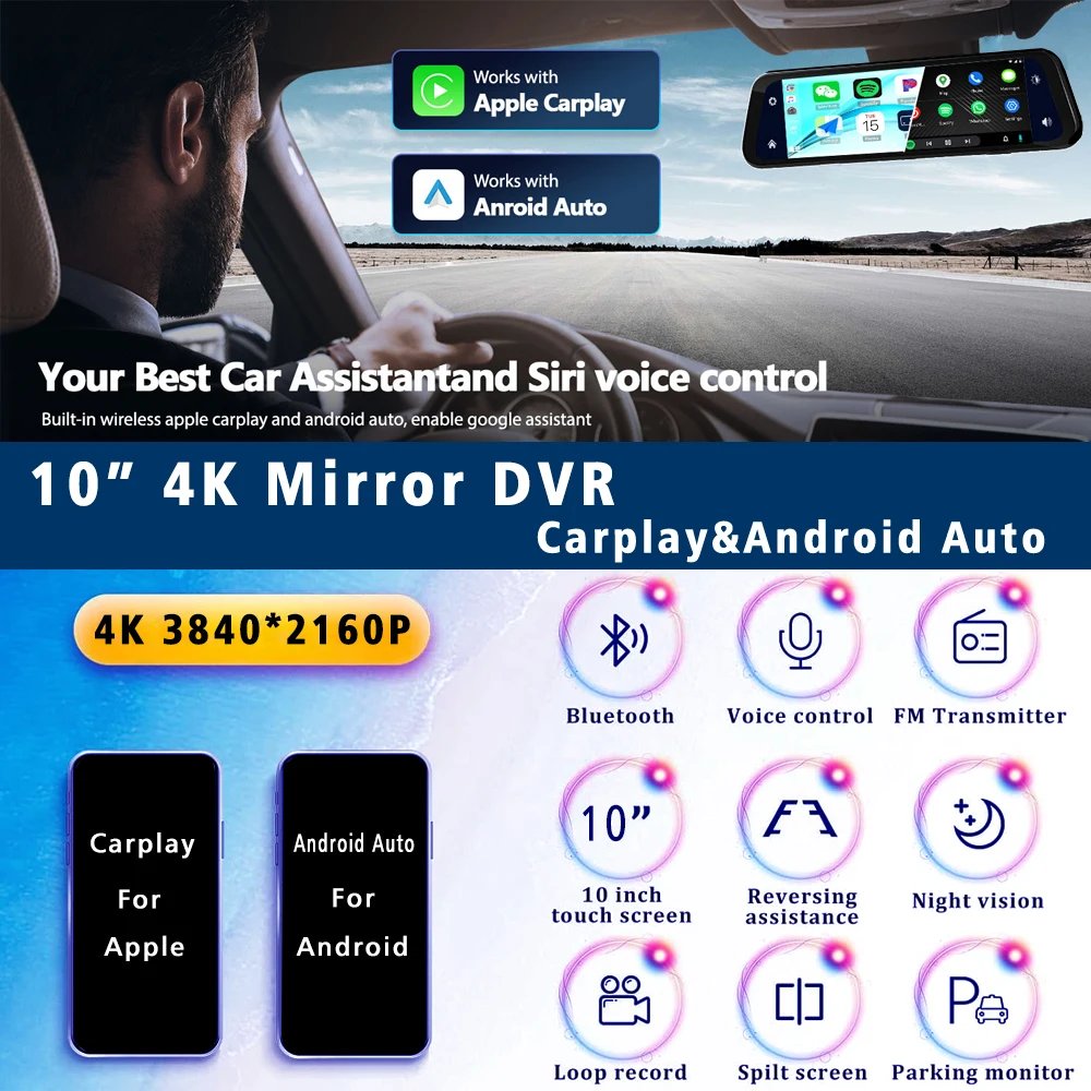 10-inch 4K mirror dash cam gallery image 1