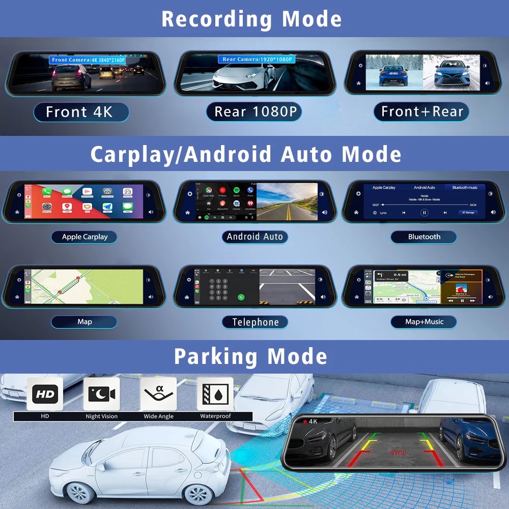 10-inch 4K mirror dash cam gallery image 4