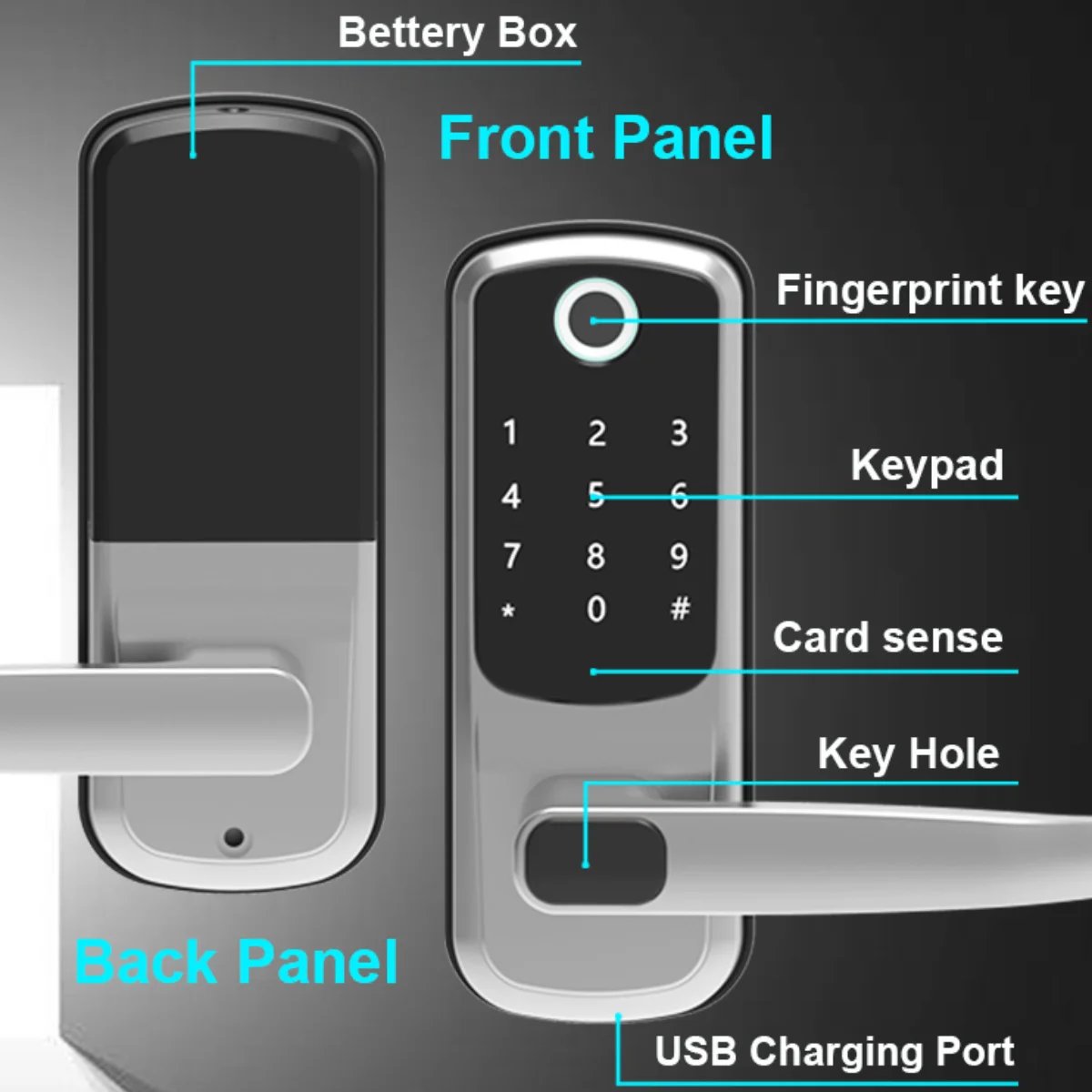 Wi-Fi smart fingerprint door lock gallery image 2