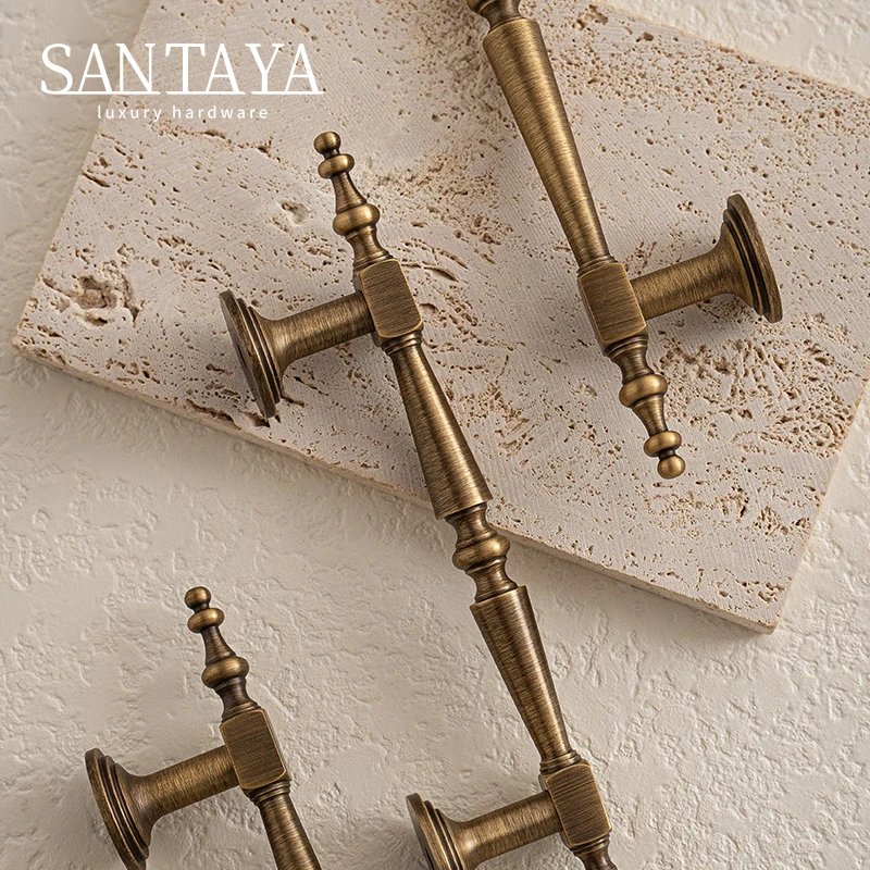 Antique brushed brass cabinet handle gallery image 2