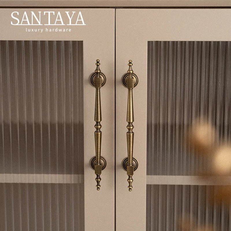 Antique brushed brass cabinet handle gallery image 4