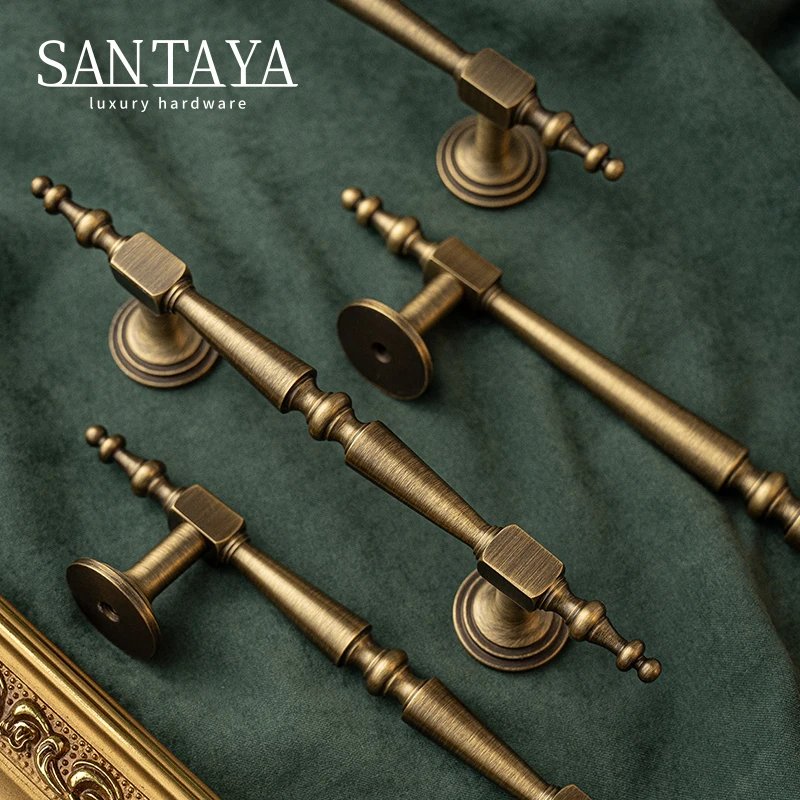 Antique brushed brass cabinet handle gallery image 1