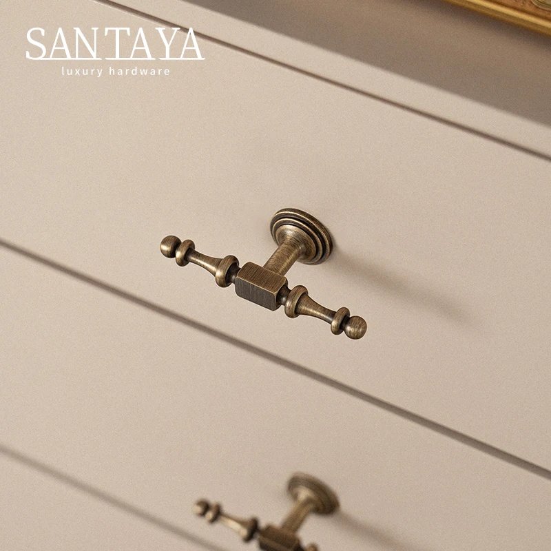 Antique brushed brass cabinet handle gallery image 5