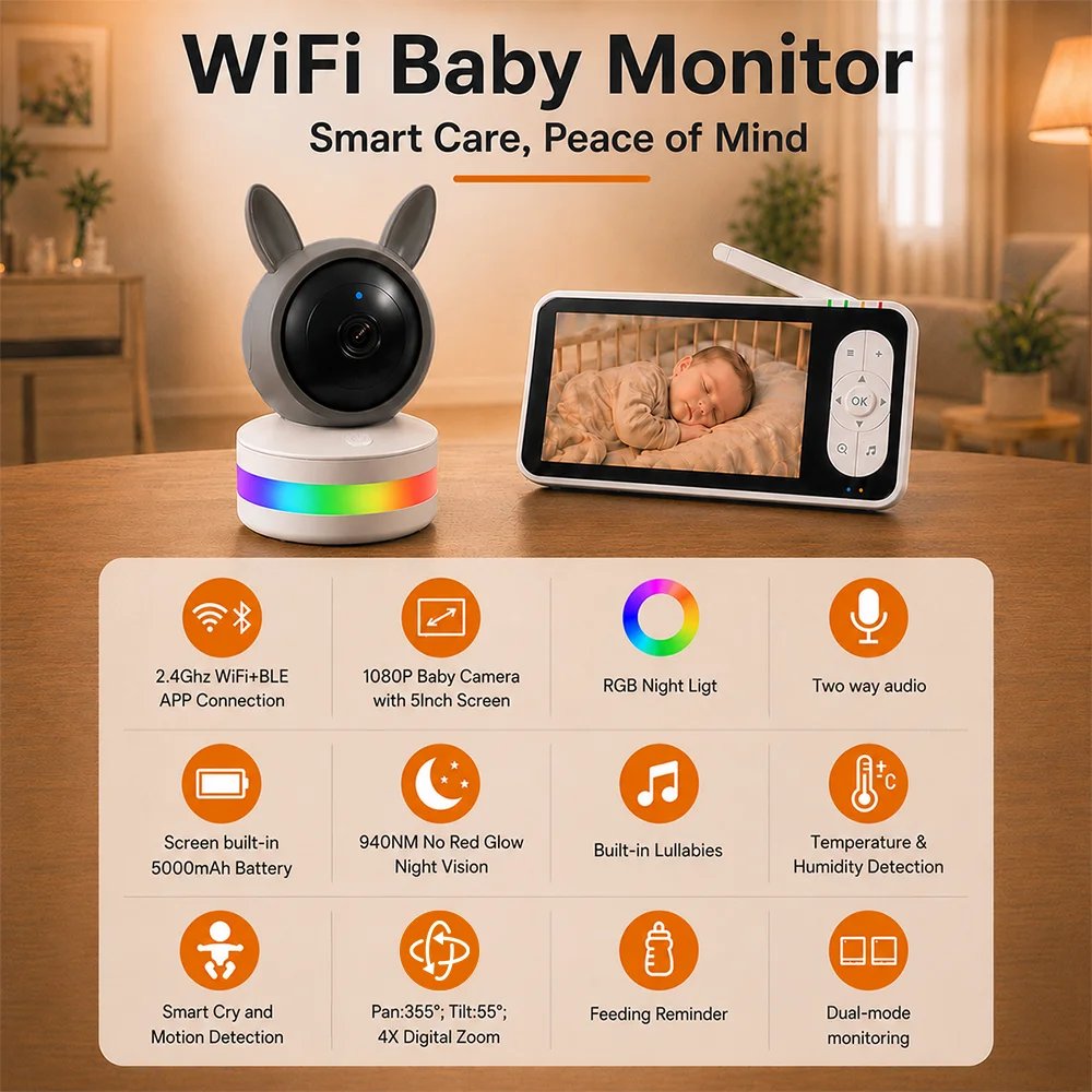 1080P Wi-Fi baby monitor gallery image 1