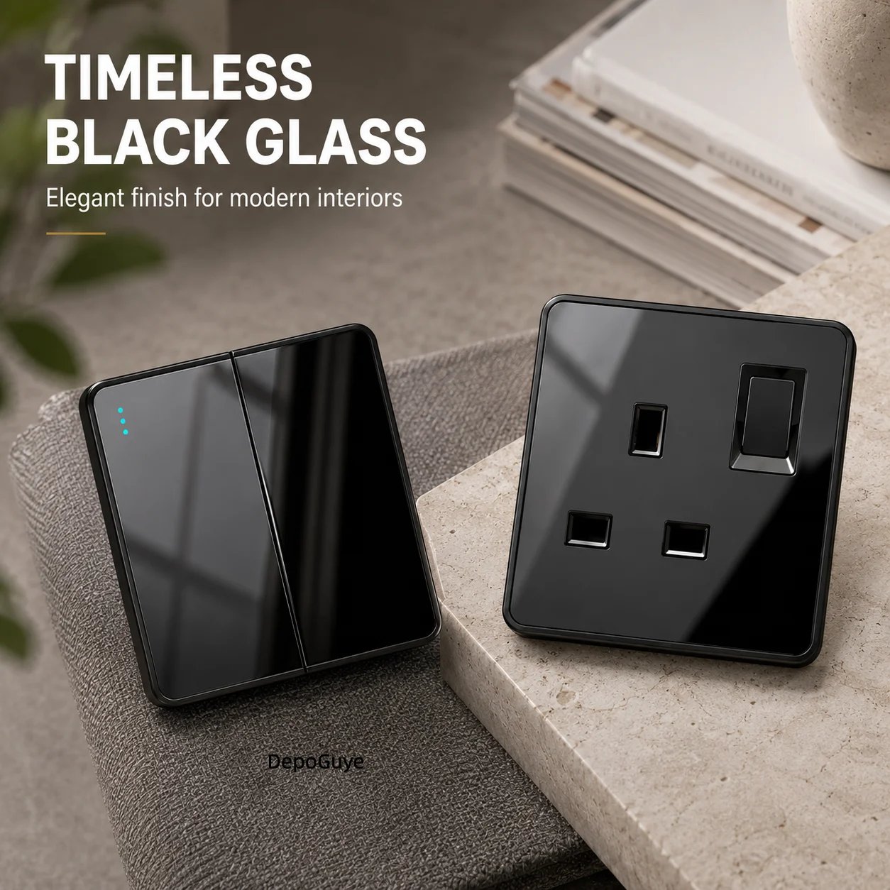 Tempered glass UK wall switch and socket gallery image 3