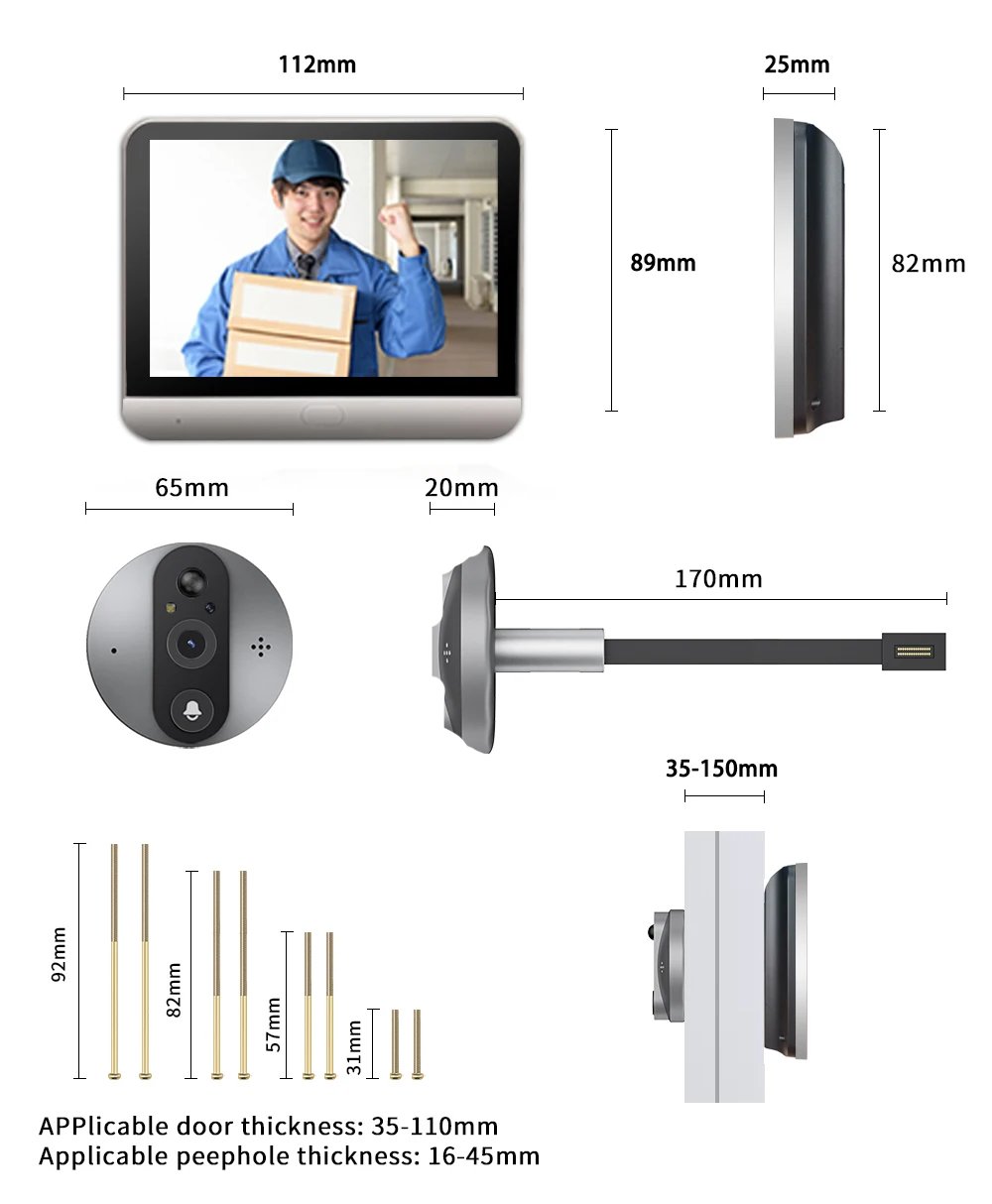1080P Tuya Wi-Fi video doorbell gallery image 2