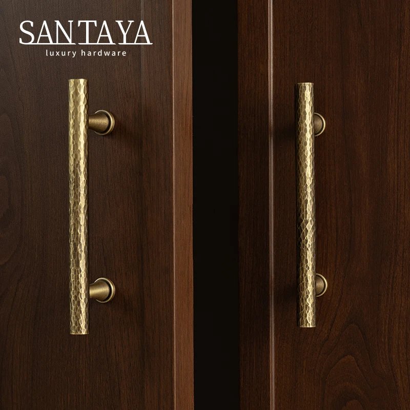 Hand-hammered antique brass cabinet handle gallery image 5