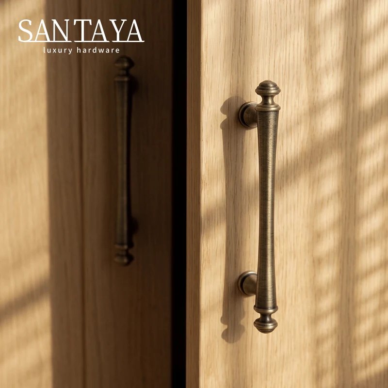 Antique brushed brass cabinet pull gallery image 3