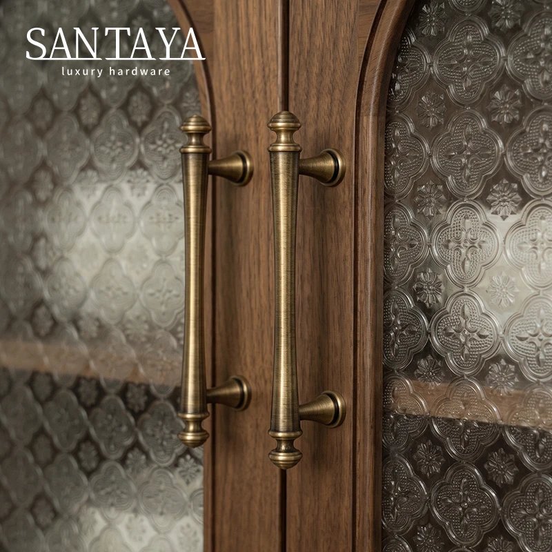 Antique brushed brass cabinet pull gallery image 4