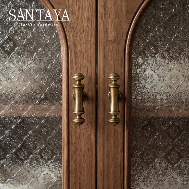 Antique brushed brass cabinet pull gallery image 5
