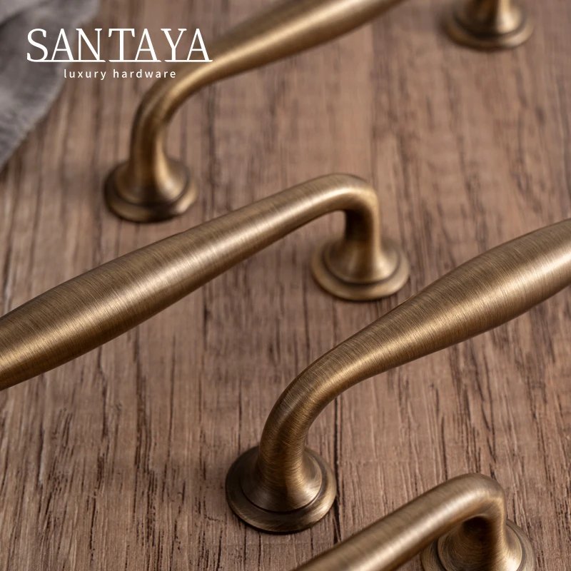 Antique brass cabinet handle and knob gallery image 1