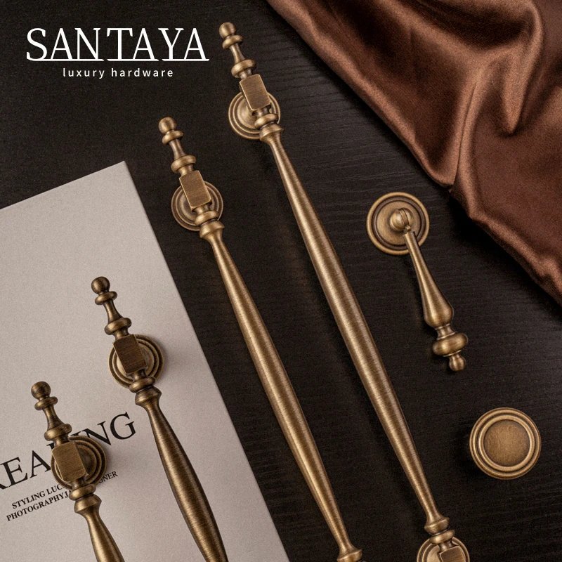 Brushed antique brass furniture handle gallery image 1