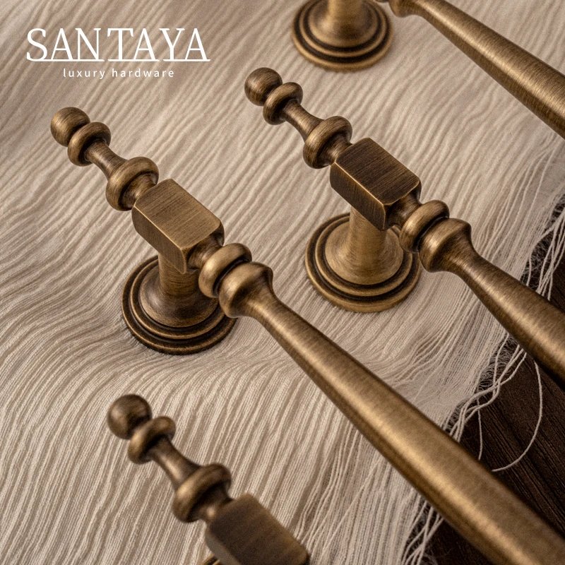 Brushed antique brass furniture handle gallery image 2