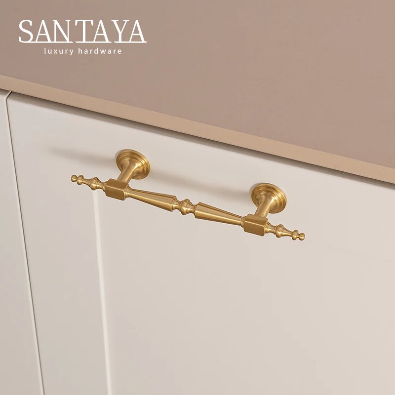 Brushed brass European cabinet handle gallery image 4