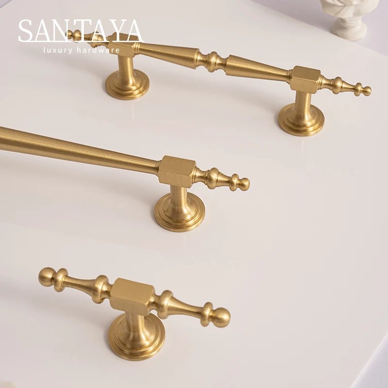 Brushed brass European cabinet handle gallery image 2