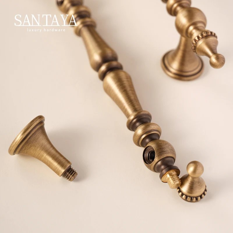 Antique brass crown cabinet handle gallery image 4